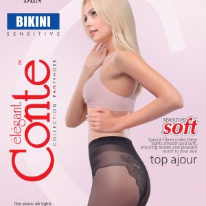 Колготки полиамидные женские ⭐️ Колготки с имитацией ажурных трусиков BIKINI 20 Lycra® ⭐️
