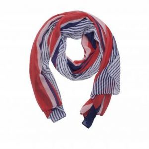 Шарф женский ⭐️ Красно-синий шарф в полоску CS011 ⭐️