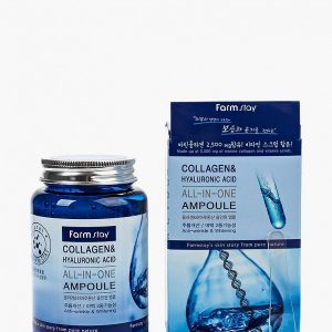 Сыворотка для лица Farm Stay Многофункциональная ампульная с гиалуроновой кислотой и коллагеном