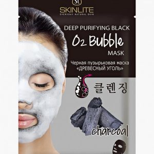 Маска для лица Skinlite Черная пузырьковая ДРЕВЕСНЫЙ УГОЛЬ